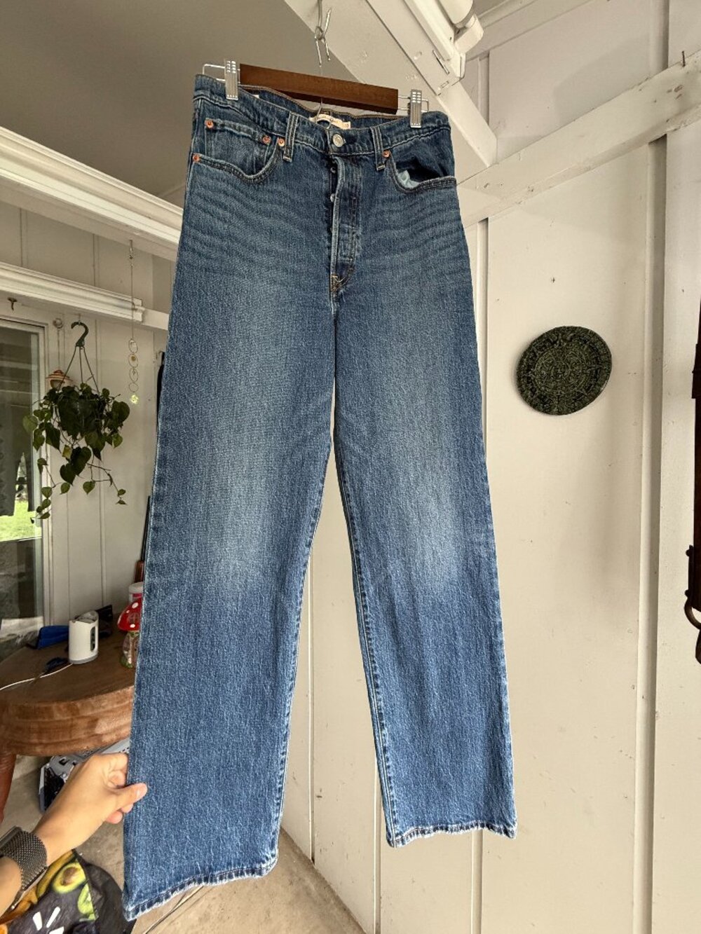 Levi's Ribcage Straight Jeans Women's W30 L32 High Rise Full Length Blue Denim